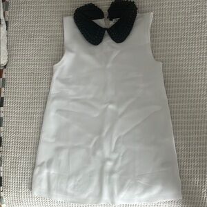Zara White Sleeveless Sheath Dress with Peter Pan Collar